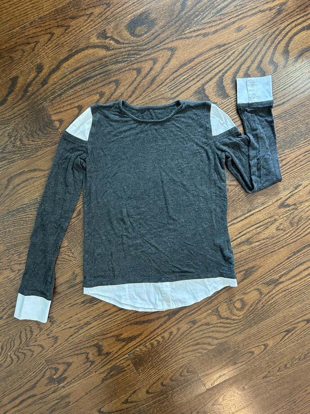Bailey 44 Dark Gray Wool Blend Layered Look Long Sleeve Shirt